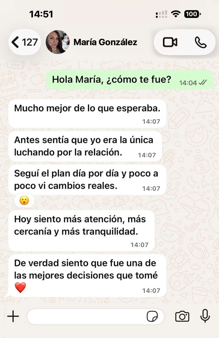 Conversación de WhatsApp de María González sobre el método